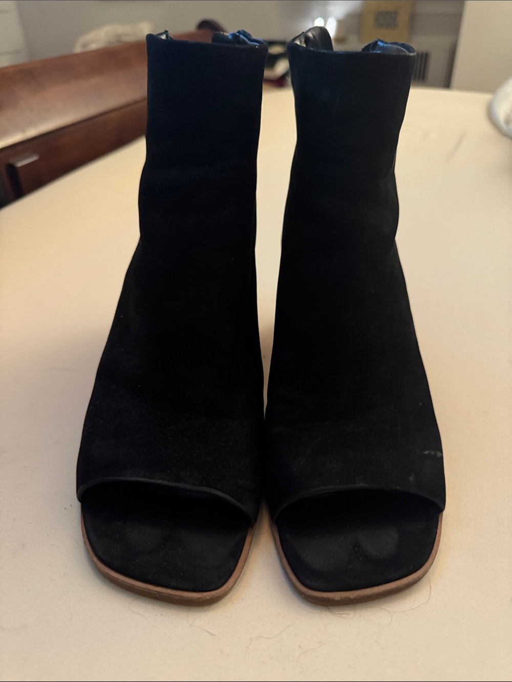 Vince Camuto Black Suede Open-Toe Ankle Booties